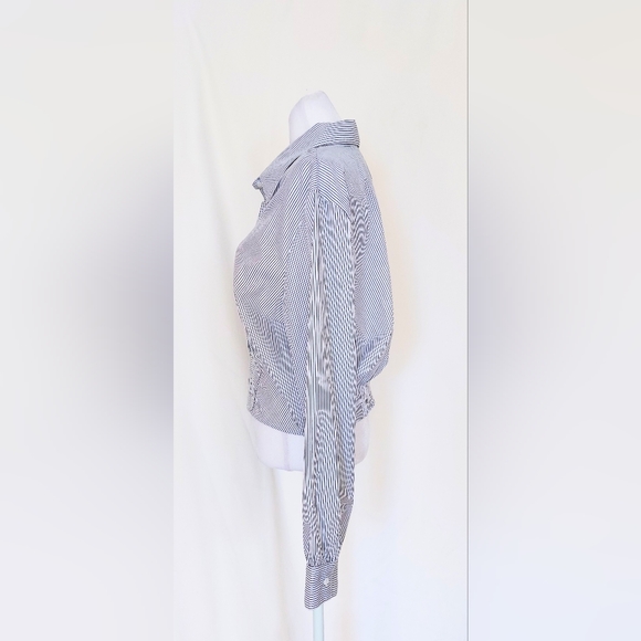 Wildflower Apparel XL Long Sleeve Button Down Shirt  Cropped Black White Stripe - Picture 4 of 8